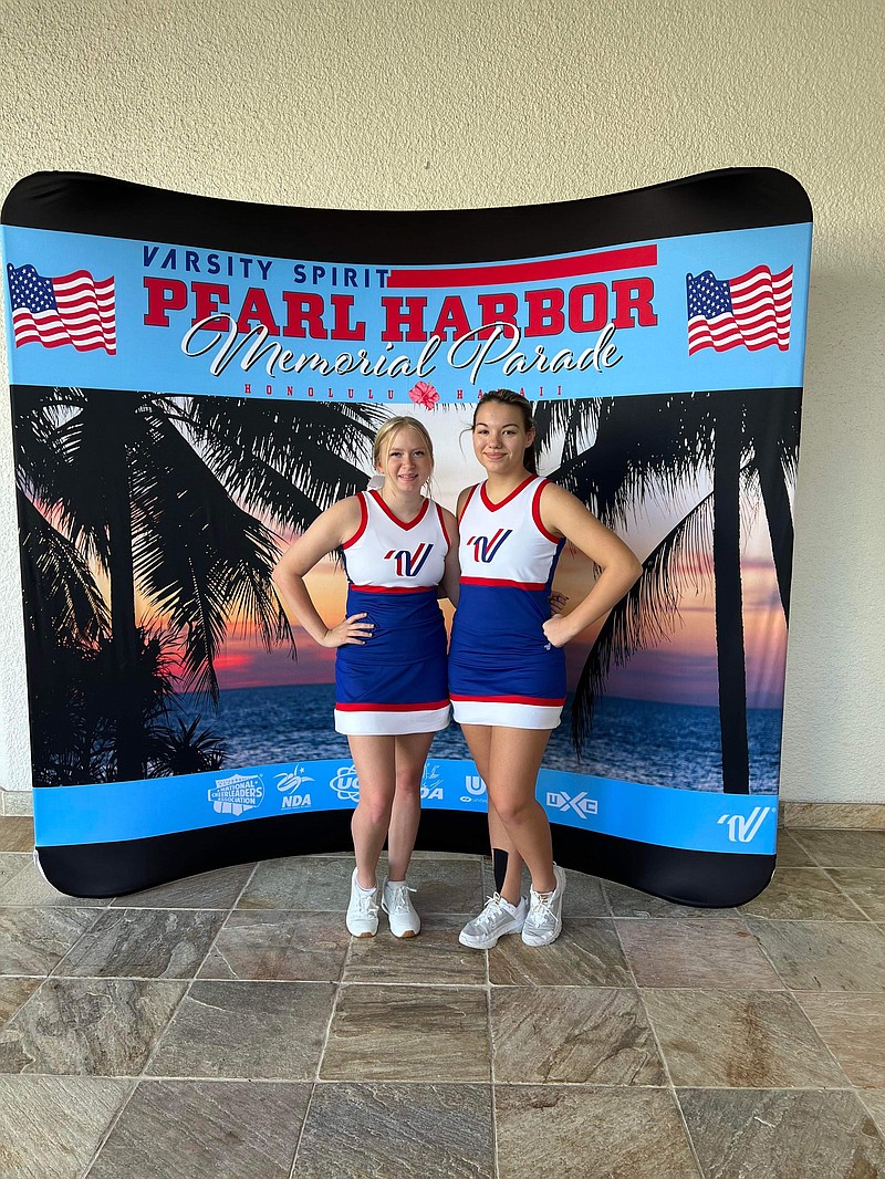 Submitted
California High School senior Jordyn Winter, left, and junior Megan Arnold are currently in Hawaii after being selected to perform in the Varsity Spirit Pearl Harbor Memorial Parade.