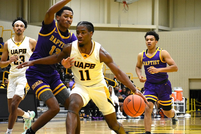 Brandon Brown (11) has become a double-double machine in his first year at UAPB. (Pine Bluff Commercial/I.C. Murrell)