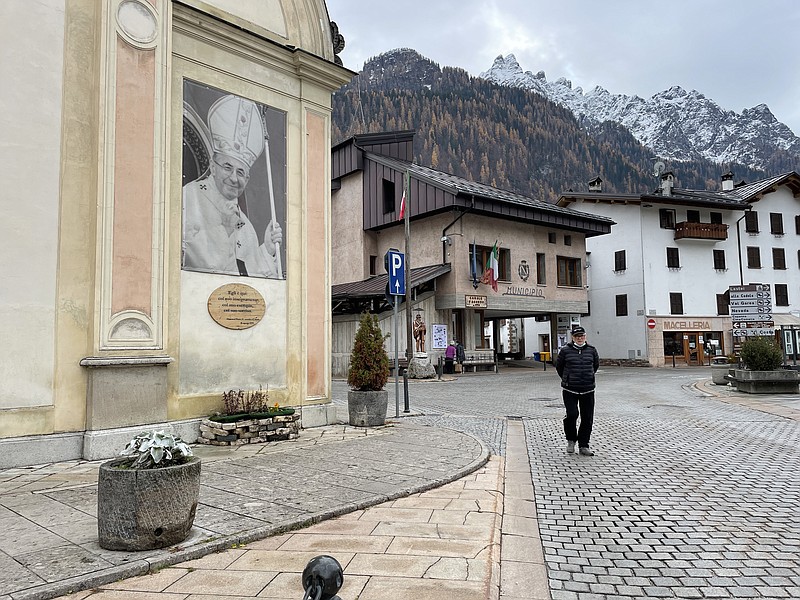 An image of John Paul I on a church in his hometown, Canale d'Agordo, Italy. MUST CREDIT: Washington Post photo by Chico Harlan