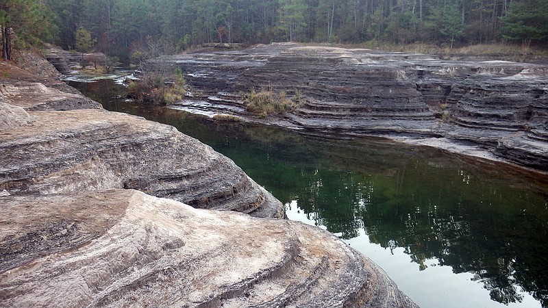 Located just below the White Oak Lake spillway, the Little Grand Canyon lends to a scene that is far from the norm throughout southwest Arkansas. - The Sentinel-Record/Corbet Deary