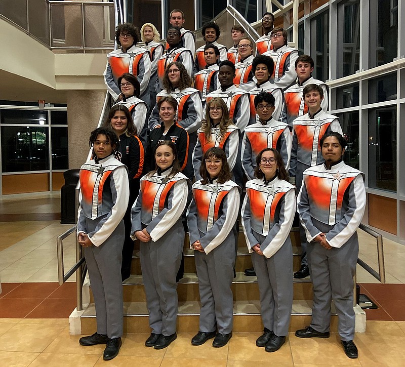 Texas High School band members honored, from left, first row: JaQuan Harrison, Shelby LeJuene, Jami Roberson, Kaitlyn Colburn and Chris Urieta; second row: Aubrey Egger, Emma Allen, Martha Bratcher, Angel Paz and Peyton Philyaw; third row: Devon Pennington, Ethan McDaniel, Nick Nard, Josh Jeffreys and Andrew Wommack; fourth row: Logan Gonzalez, Christian Miller, Marco Aguilar, Jackson Roberson and Caden Jordan; and fifth row: Parker Johnson, Parish Campbell, Michael Markham, Hunter Yates and Taurean Lewis. Not pictured: Caden Jean, Curshun Waters (Photo courtesy of Lisa Head/TISD)