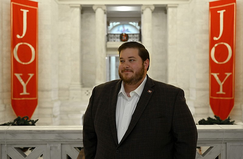 Ben Gilmore poses for a photo in the Second floor rotunda of the Arkansas State Capitol on Friday, Dec. 17, 2021.

(Arkansas Democrat-Gazette/Stephen Swofford)