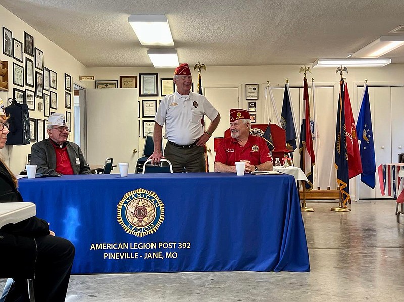 ALEXUS UNDERWOOD/SPECIAL TO MCDONALD COUNTY PRESS National Commander Paul Dillard looking out at meet and greet attendees. Post 392 welcomes Dillard to Pineville for the first time.