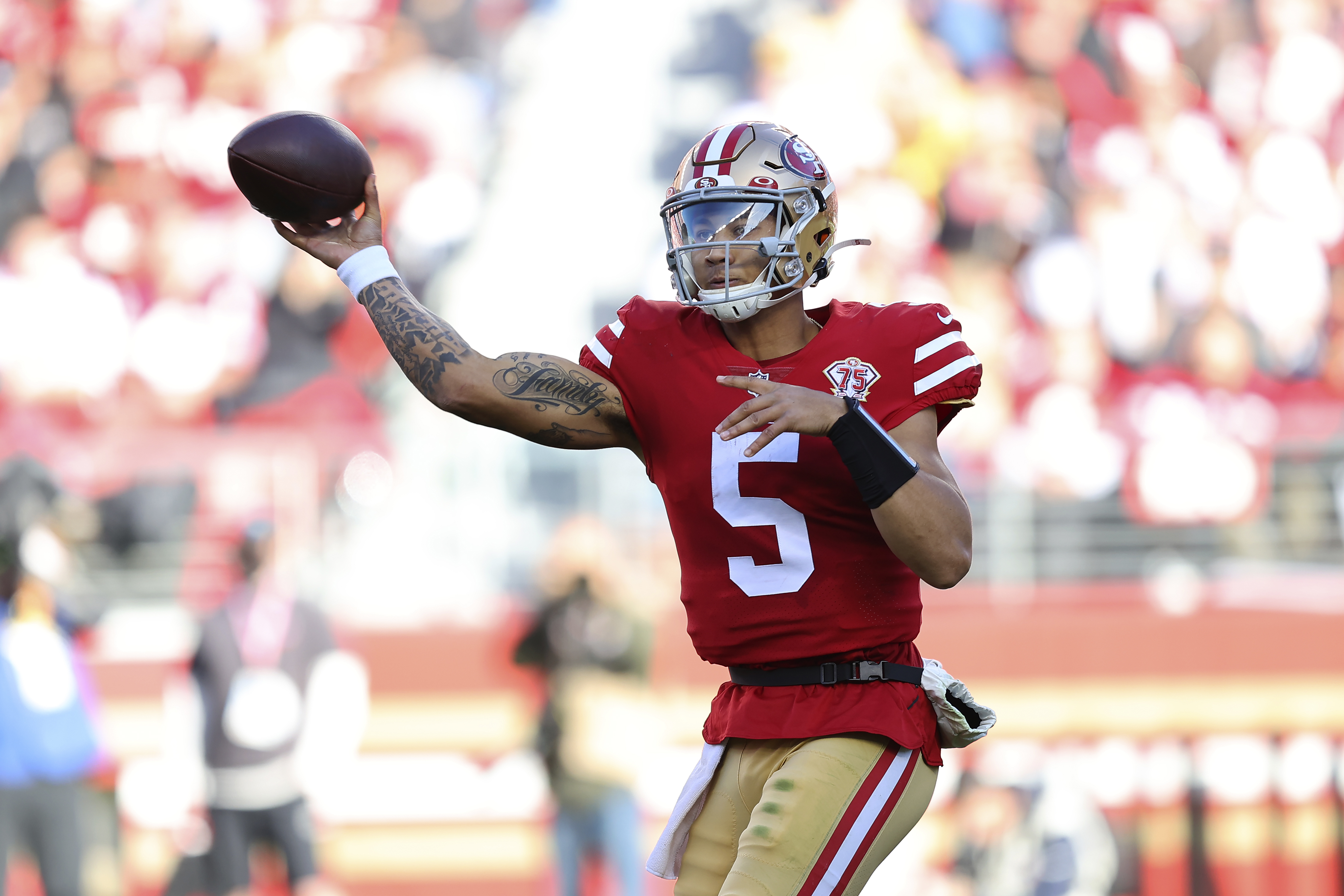 Linebacker (54) Fred Warner of the San Francisco 49ers against the Houston  Texans in an NFL