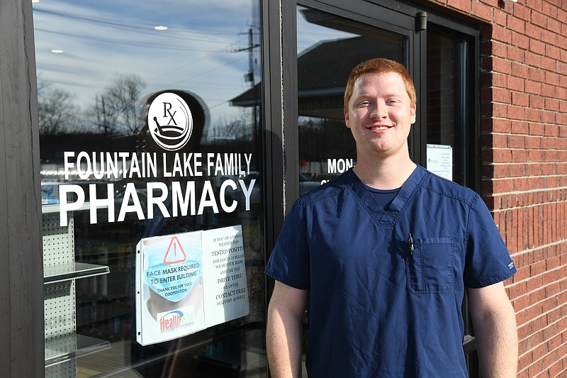 Dr. Cody Turner, Garland County vaccine coordinator, stands outside Fountain Lake Family Pharmacy on Friday. - Photo by Tanner Newton of The Sentinel-Record