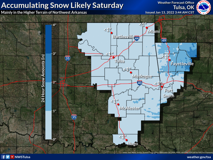 Snow expected Saturday in Northwest Arkansas, River Valley The
