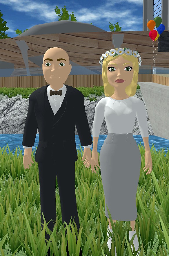 For their wedding in the metaverse, Dave and Traci Gagnon had avatars created that were based on personal photos and the clothes they wore to their in-person ceremony. (Traci Gagnon via The New York Times) &#x460;NO SALES; FOR EDITORIAL USE ONLY WITH NYT STORY METAVERSE WEDDING BY STEVEN KURUTZ FOR JAN. 18, 2022. ALL OTHER USE PROHIBITED.