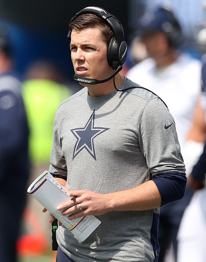 In this file photo, Offensive Coordinator Kellen Moore of the Dallas Cowboys at SoFi Stadium on September 19, 2021 in Inglewood, California. (Ronald Martinez/Getty Images/TNS)