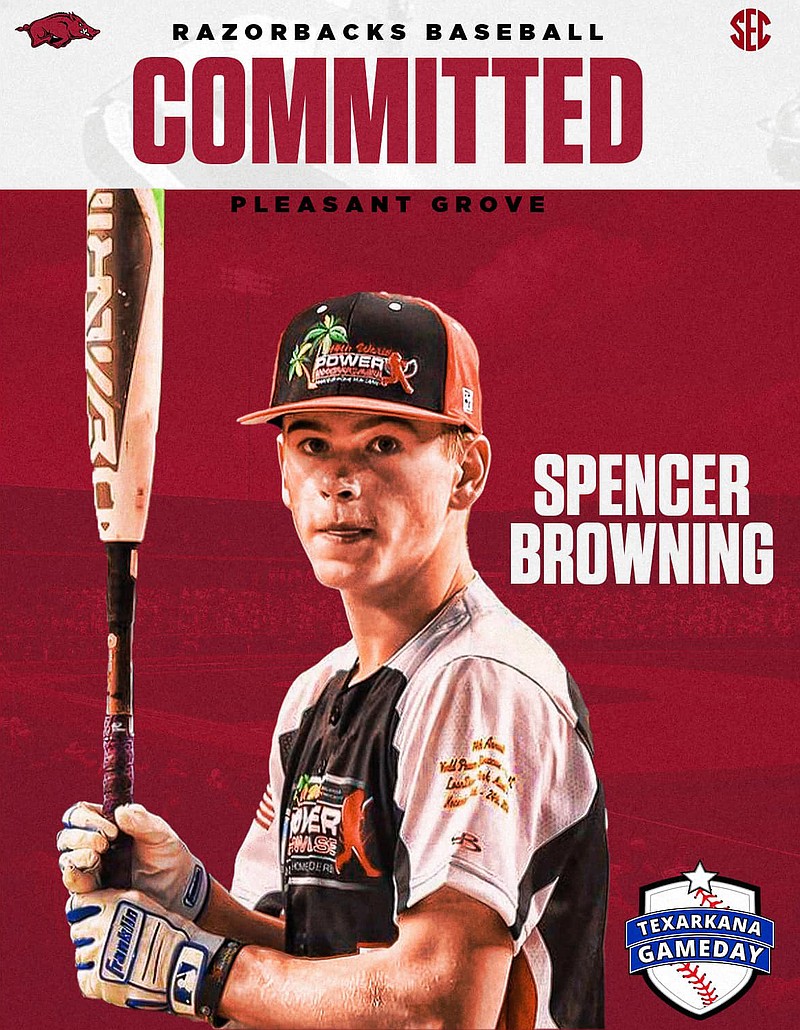 Pleasant Grove eighth-grader Spencer Browning recently committed to play baseball at the University of Arkansas. He is Arkansas' first commit in the 2026 class. (Illustration courtesy of Texarkana Gameday)