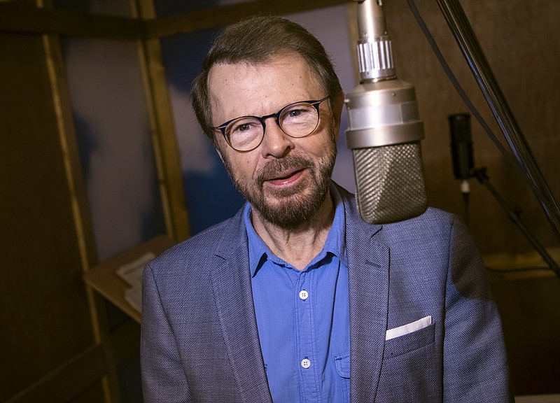 FILE - Bjorn Ulvaeus, of ABBA, poses for photographers in a recreation of the Swedish recording studio Polar on Dec. 13, 2017, in London. Ulvaeus is launching a radio show on Apple Music. The songwriter and guitarist will host the &quot;Bj&#xf6;rn from ABBA and Friends' Radio Show&quot; on Apple Music Hits starting Monday, Jan. 24, 2022. (Photo by Vianney Le Caer/Invision/AP, File)