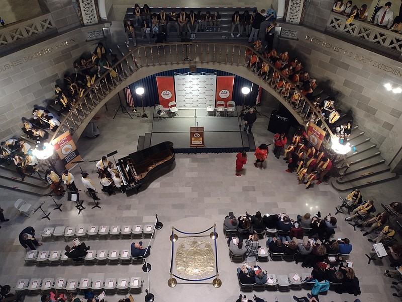 School choice advocates gathered in the Capitol rotunda Tuesday.