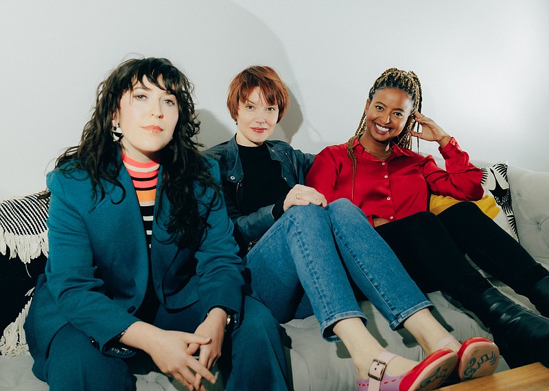 Eleanor Kagan (from left), Jesse Baker and Hiwote Getaneh, producers of the podcast “This Is Dating,” pose for a photo in Manhattan. “This Is Dating,” from the independent studio Magnificent Noise, follows four daters looking to break out of old patterns and start meaningful relationships. (The New York Times/Timothy O’Connell)