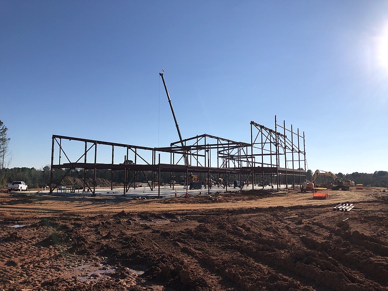 Construction on the Texarkana Regional Airport's new passenger terminal has progressed to the point of getting the building's steel skeletal structure in place. Work on the structure started last month and is projected to continue to through May. (Submitted photo)