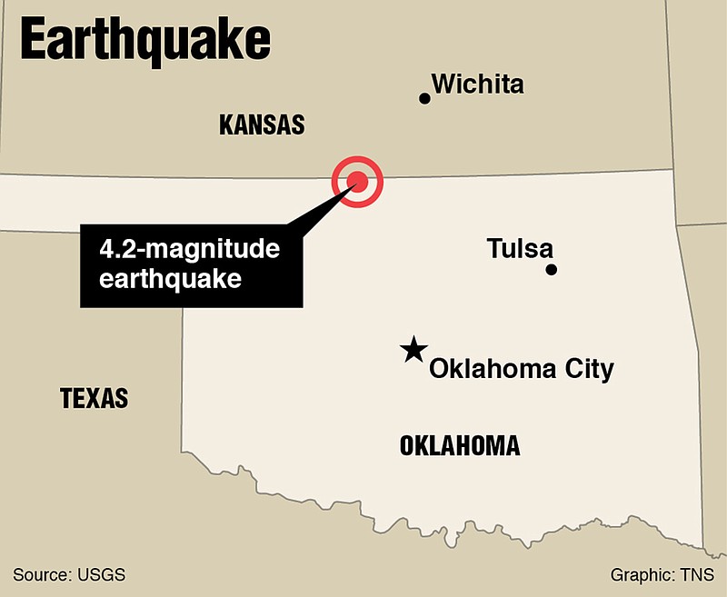 Map of earthquake in Oklahoma. (Davis/USGS/TNS)