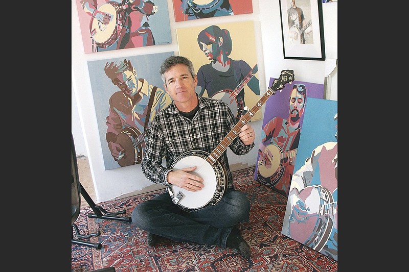 Web developer and graphic artist Colyn Brown who lives in Friendsville, Tenn., is creating trading cards of some of the best banjo players past and present. He grew up listening to bluegrass music and started taking banjo lessons a few years ago. (AP/The Daily Times/Tom Sherlin)