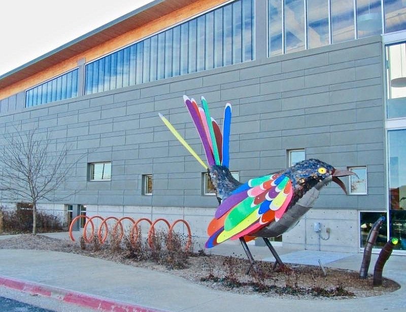 A large avian sculpture greets visitors to Scott Family Amazeum. (Special to the Democrat-Gazette/Jack Schnedler)