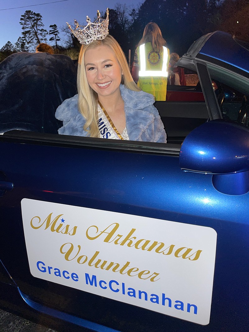 Grace McClanahan participates at last year's Christmas parade as Miss Arkansas Volunteer. - Submitted photo