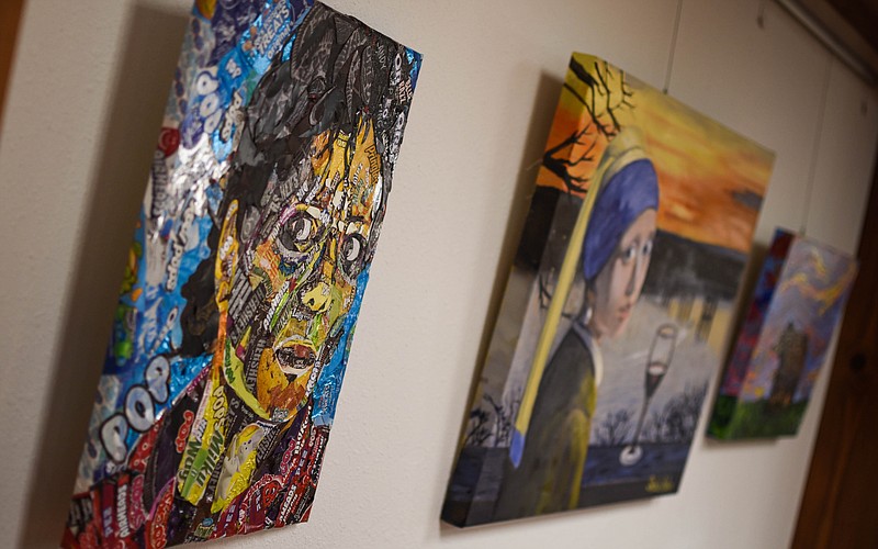 (India Garrish/News Tribune) “Cheap Thrills,” a piece by Amy Hernandez Greenbank made out of junk food wrappers depicting Michael Jackson in “Thriller,” will be one of the works featured in Capital Arts’ “Choose Your Muse” exhibit.