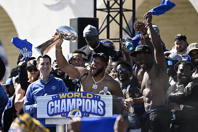 Los Angeles Rams fans cheer for the team during an NFL football