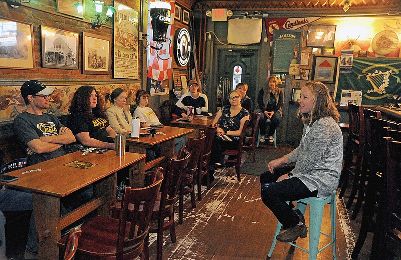 Haleigh Harrold, of Safe Bar Network, provides training to the bartenders Monday, Feb. 28, 2022, at Paddy Malone's in Jefferson City. (Shaun Zimmerman/News Tribune photo)