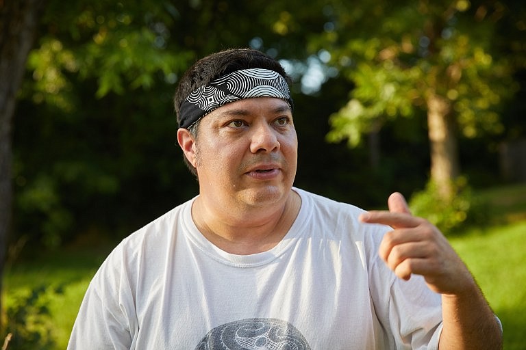 American Indian potter Chase Kahwinhut Earles is in residence this week at the University of Central Arkansas. (Special to the Democrat-Gazette/Travis Caperton)