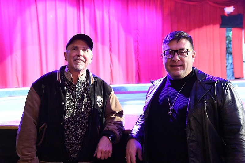 Bill Volland, left, founder of the Hot Springs International Women’s Film Festival, and Chris Rix, owner of Central Theatre, are shown in front of the theater’s stage. - Submitted photo