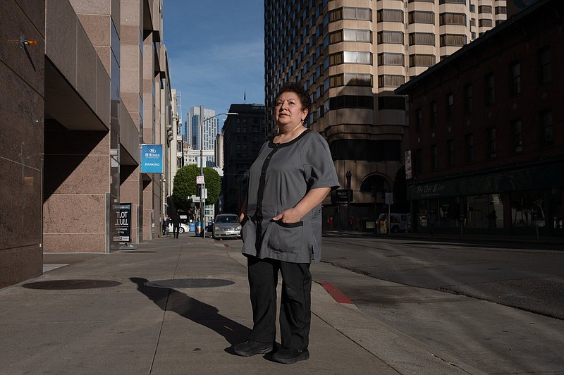 Blanca Limon, a hotel housekeeper at the Hilton San Francisco Union Square in San Francisco. MUST CREDIT: Photo for The Washington Post by Amy Osborne.