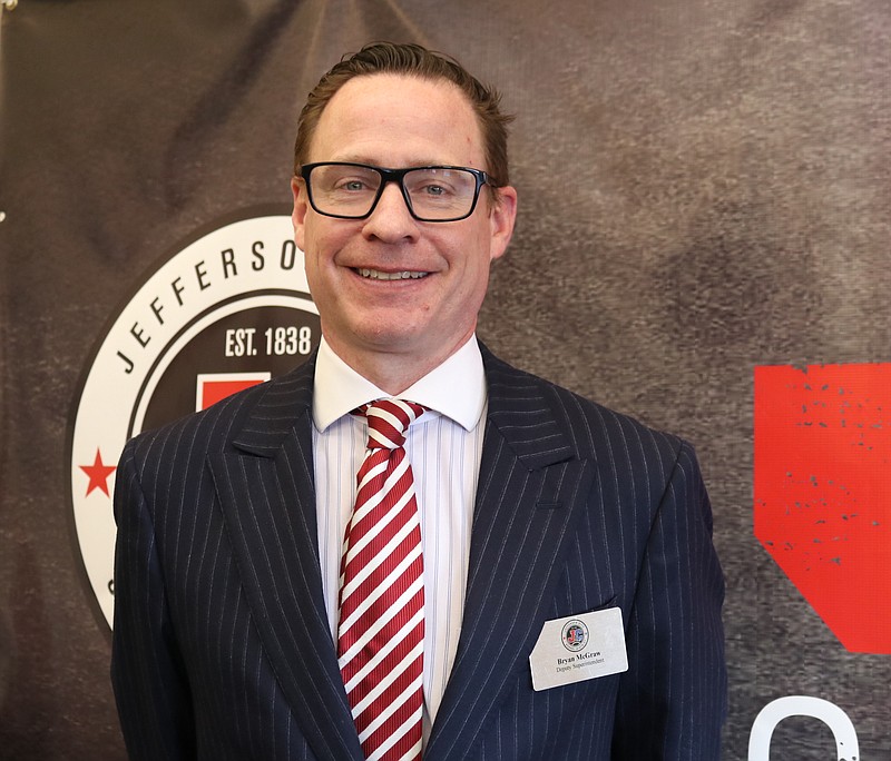 Deputy Superintendent Bryan McGraw, slated to become superintendent for the 2022-23 school year, poses for a portrait Tuesday, March 15, 2022, at the Jefferson City School District Central Office. (Anna Campbell/News Tribune photo)