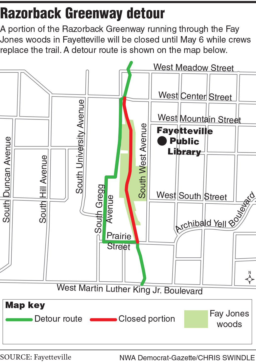 Section of Razorback Greenway in Fayetteville to close for arts