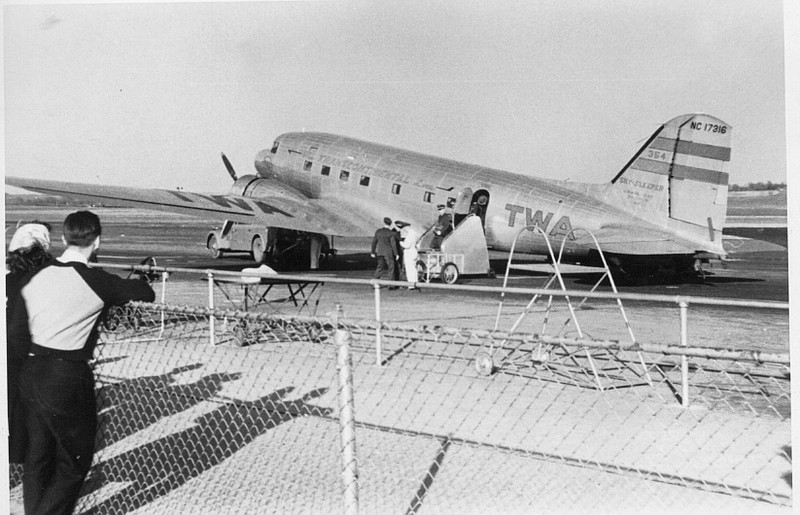 Hot Springs Memorial Field formerly saw many flights a day by planes such as this Douglas DC-3 operated by TWA Airlines. Photo courtesy of the Garland County Historical Society. - Submitted photo