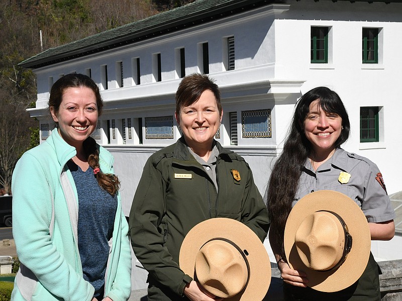 Victoria Reichard, left, Laura Miller and Ashley Waymouth of Hot Springs National Park. - Photo by Tanner Newton of The Sentinel-Record