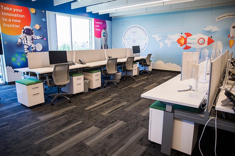 Dallas-Fort Worth gained market share as a tech center in the first year of the pandemic. Wipro Digital, a major tech employer in North Texas, expanded its footprint with the 2019 opening of this work center in Plano. (Ashley Landis/The Dallas Morning News/TNS)