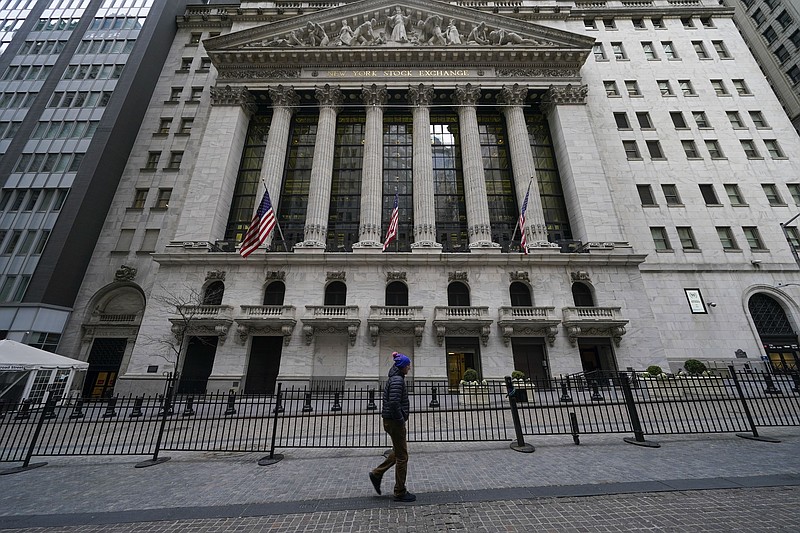 FILE - The New York Stock Exchange is seen in New York, Thursday, Feb. 24, 2022. Stocks edged lower in morning trading on Wall Street Wednesday, March 30,  following four straight days of gains for major U.S. indexes. (AP Photo/Seth Wenig, File)