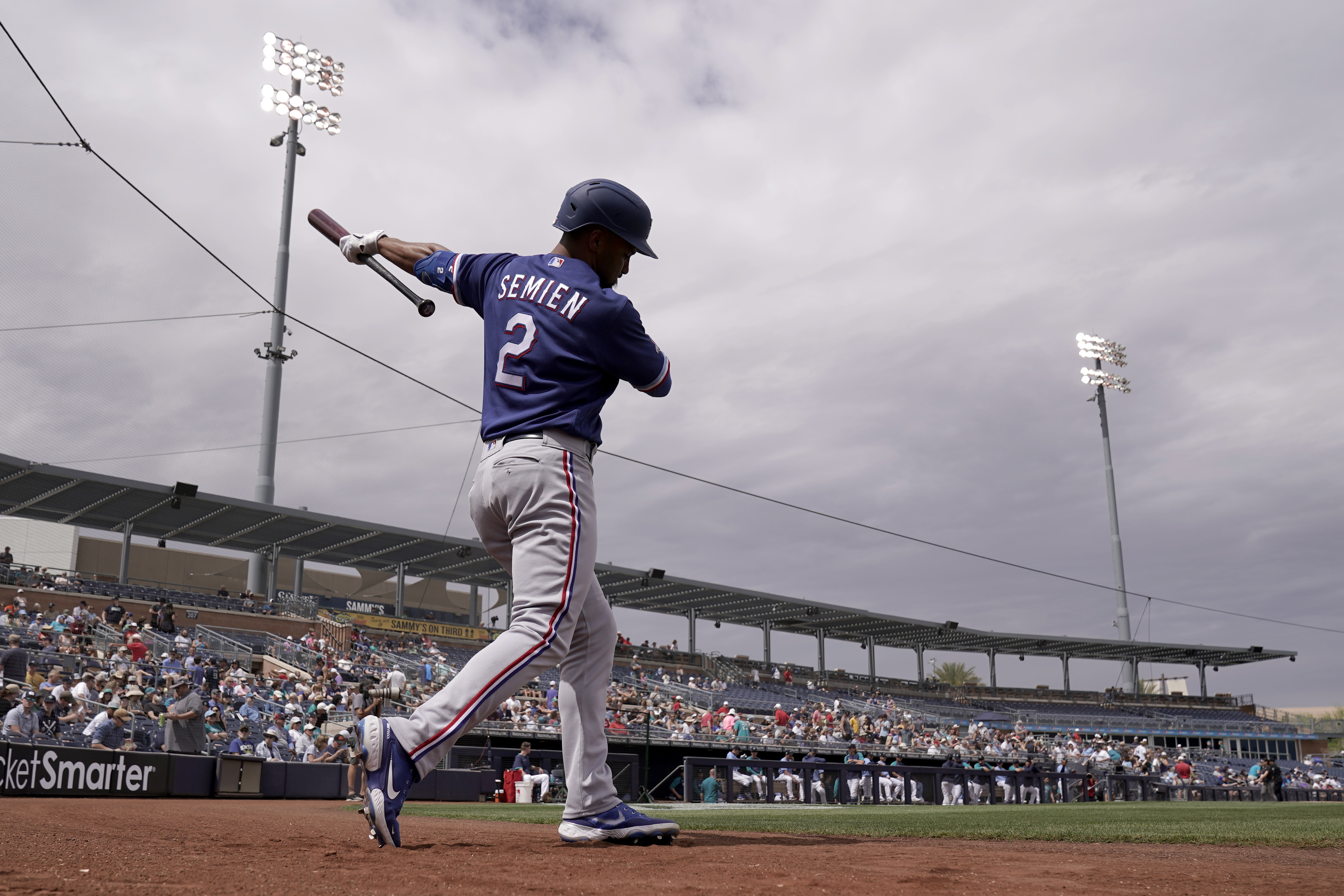 Marcus Semien Texas Rangers Unsigned Preparing to Bat