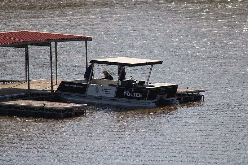 Photo by Michael Hanich
Camden Police exit a boat on Thursday used in the recovery search for a missing teen. The teen's body was recovered Friday morning around 8:30 a.m. according to the Camden Police Department.
