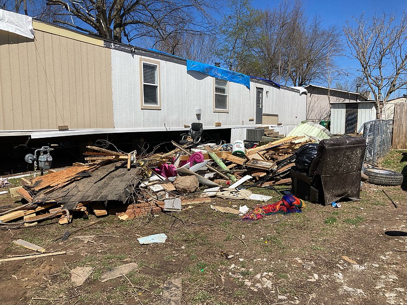 Tornado damage Friday, April 1, 2022 in Springdale. (NWA Democrat-Gazette/LAURINDA JOENKS)