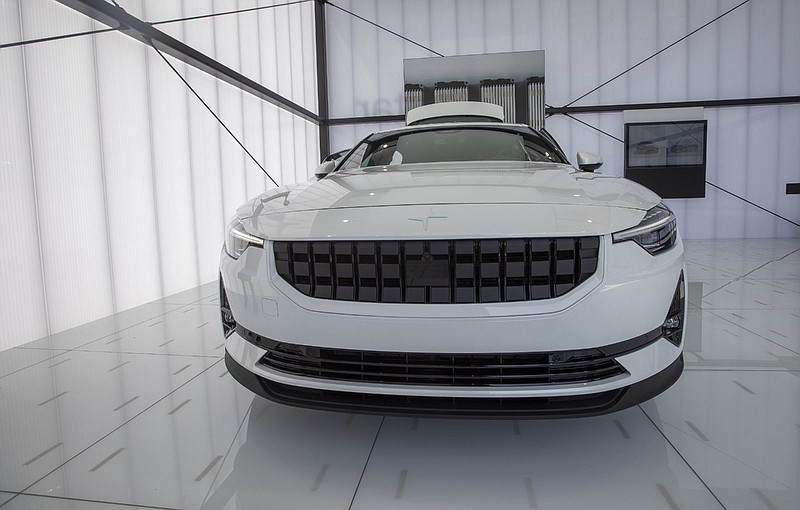 A Polestar 2 electric vehicle is displayed during the Electrify Expo in Irvine, Calif., on Sept. 18, 2021. MUST CREDIT: Bloomberg photo by Jill Connelly