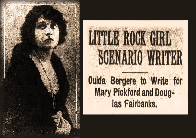 Ouida Bergere, the former Eula May Branch, returned to Little Rock to see her family in the 1910s and 1920s, and newspapers reported the progress of her career as a screenwriter. (Democrat-Gazette illustration)