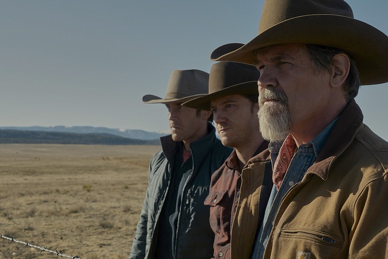 Tom Pelphrey (from left), Lewis Pullman and Josh Brolin star in “Outer Range,” a modern Western with supernatural elements. It debuted Friday on Amazon’s Prime Video streaming service. (Amazon Prime Video via AP/Richard Foreman)