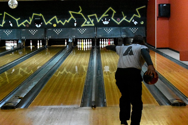 Willie Moorehead of Pine Bluff rolls a strike Monday morning at Thunder Lanes in Pine Bluff. (Pine Bluff Commercial/I.C. Murrell)