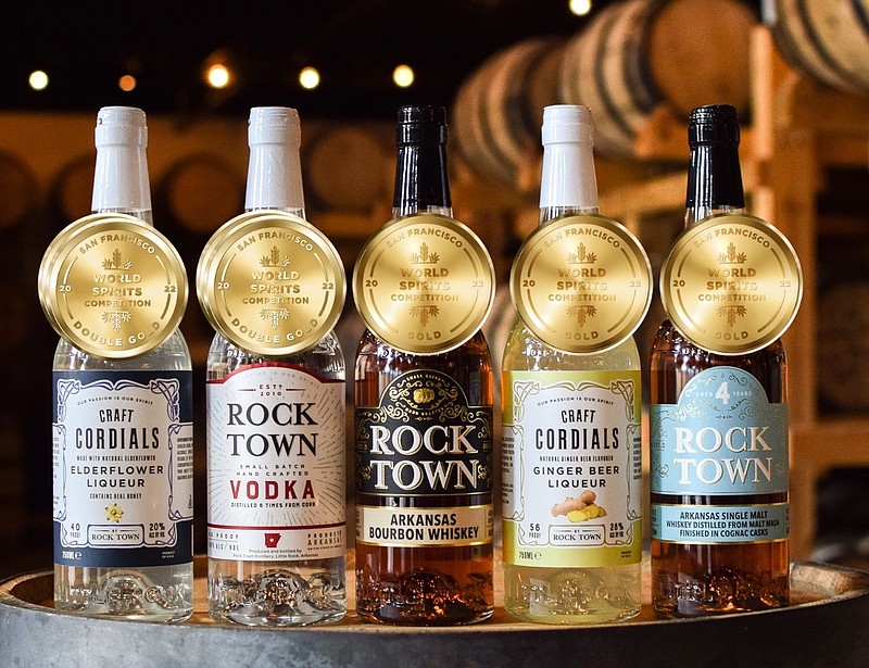 Five of Rock Town Distillery's products came away with top honors from the San Francisco World Spirits Competition. (Special to the Democrat-Gazette)