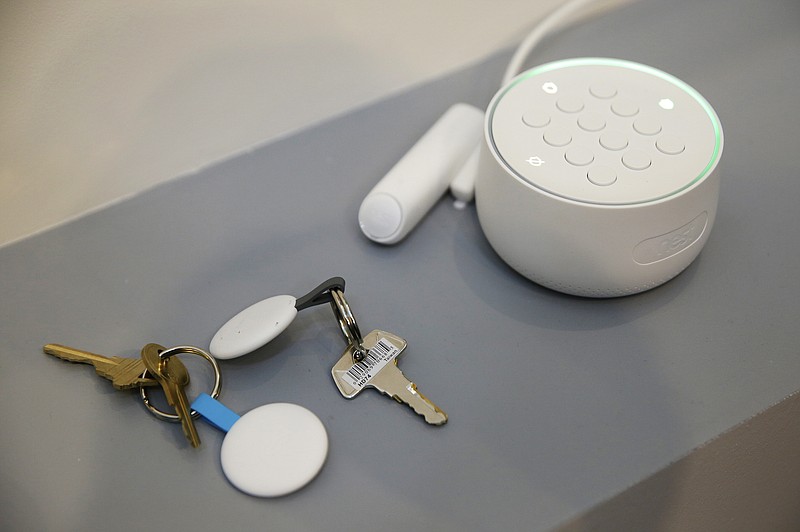 FILE- In this Sept. 20, 2017, file photo the Nest Secure alarm system is seen on display during an event in San Francisco.  Smart-home technology isn&#x2019;t just about comfort and convenience. Devices like water leak sensors, smart smoke detectors and motion sensors could also get you a discount on your homeowners insurance policy.  (AP Photo/Eric Risberg, File)