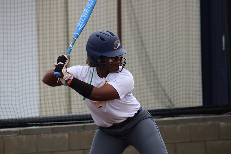 Photo By: Michael Hanich
SAU Tech outfielder Tatyana Tramble up to bat in the game against South Ark.