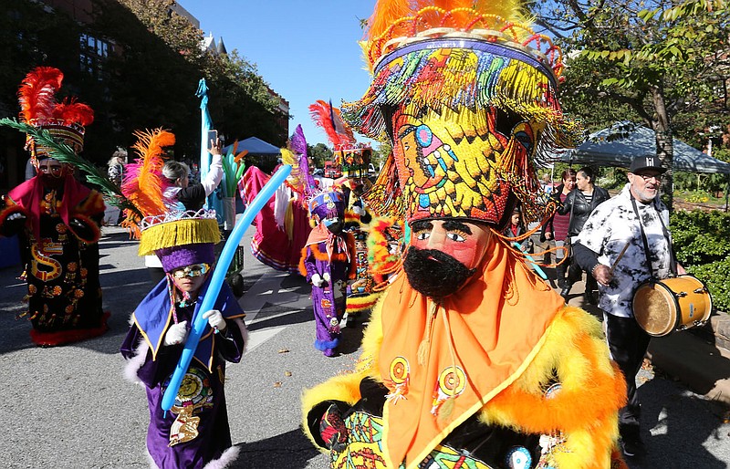 Members of the Chinelos Morelenses Unidos en Arkansas will perform during a Cinco De Mayo Fiesta for the opening of the Railyard Live series on the Butterfield Stage in downtown Rogers. The event will begin at 5 p.m. May 5. 
(File Photo/NWA Democrat-Gazette)