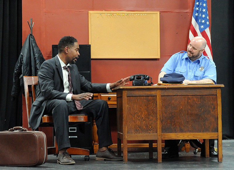 Capital City Productions for GMM - Heat of the Night starring Dingani Beza as Detective Virgil Tibbs (left) and Ben Miller as Chief Gillespie. Shaun Zimmerman / News Tribune