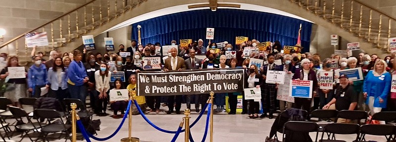 Supporters of voters' rights gathered in the Capitol Tuesday. Submitted photo