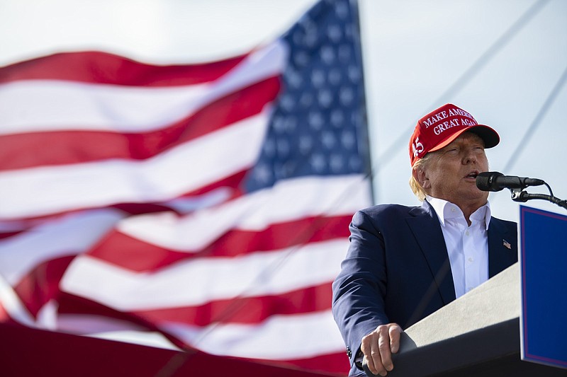 Former President Donald Trump speaks during a campaign rally for Nebraska Republican gubernatorial candidate Charles Herbster, Sunday, May 1, 2022, in Greenwood, Neb. (Kenneth Ferriera/Lincoln Journal Star via AP)
