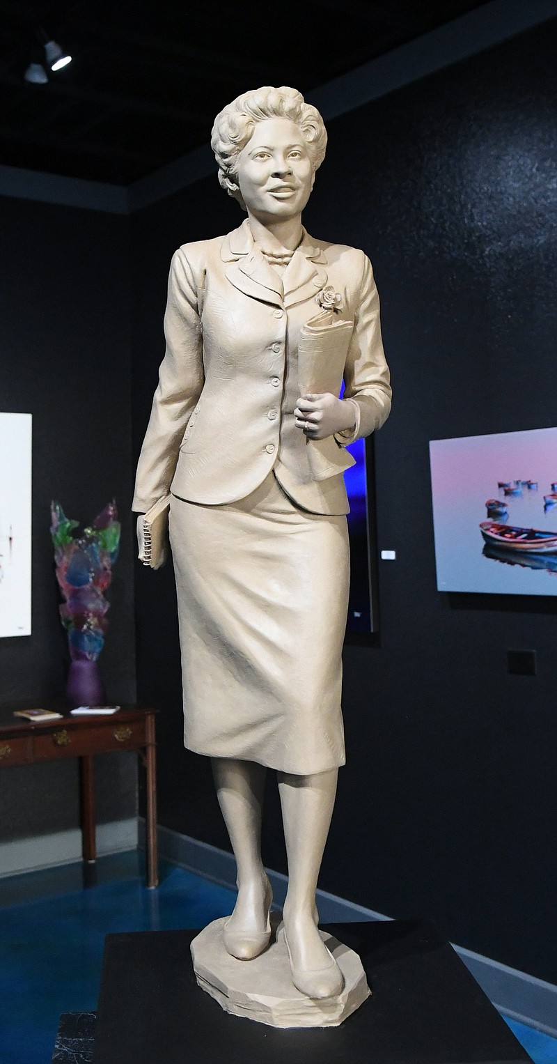A maquette of Daisy Bates by artist Benjamin Victor was on display at Legacy Fine Art Gallery for the opening of Arts and The Park on Friday. - Photo by Tanner Newton of The Sentinel-Record
