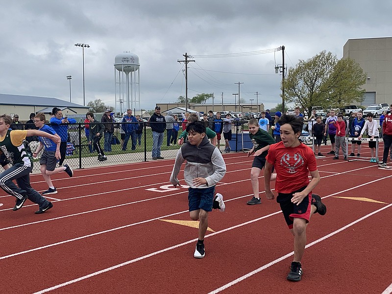 Students from area schools participate Friday, May 6, 2022, in 33rd annual California Lions Club track meet. The fund gained from the event will be put back into the community sports. (Democrat photo/Kaden Quinn)