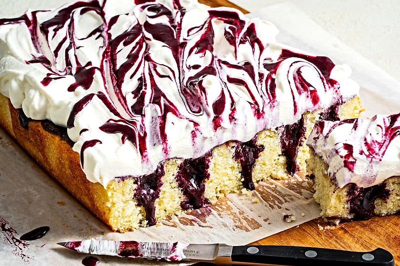 Blueberry Poke Cake. MUST CREDIT: Photo by Scott Suchman for The Washington Post.